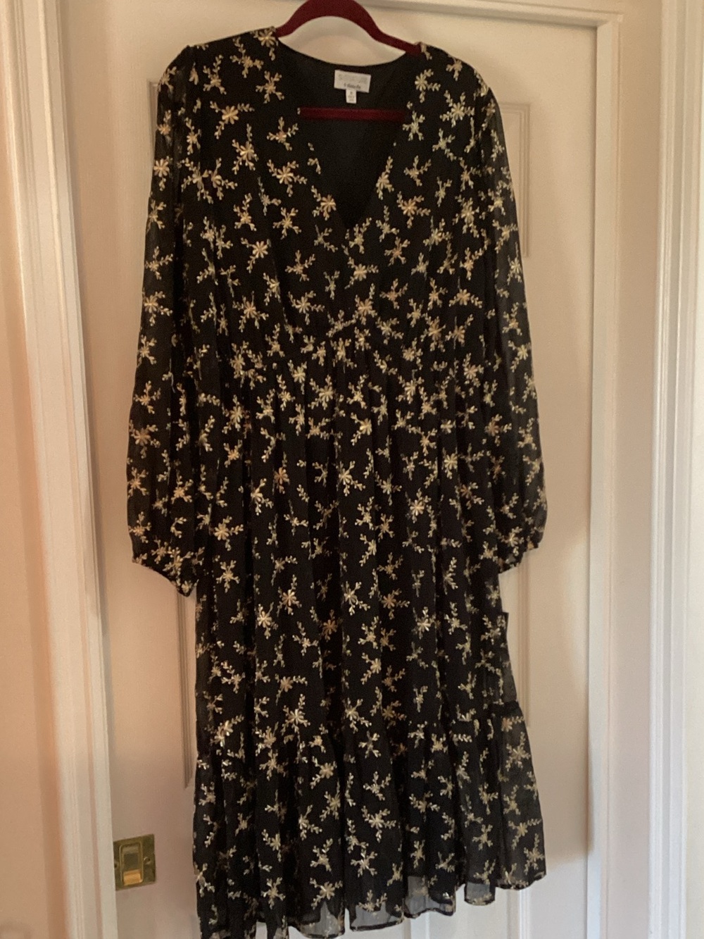 Robbie Bee Black Maxi Dress with Cream Floral Print